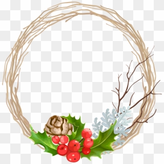 Vector Transparent Wreath Christmas Decoration Transprent - Christmas Wreath Vector Hd, HD Png Download