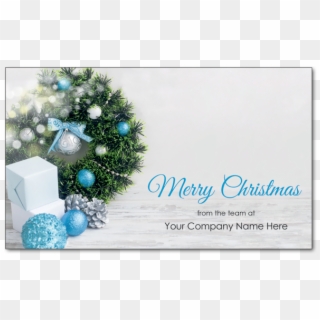 Custom Christmas Wreath - Wreath Christmas With Blue And Silver Decorations, HD Png Download