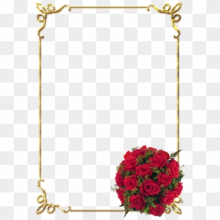 Frames Png Douradas Com Rosa Vermelhas - Borders Flowers Design Free, Transparent Png