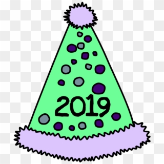 Party Hat, Pom-pom, Tinsel, Dots, 2019, Purple, Green, - 2019 Party Hat Png, Transparent Png