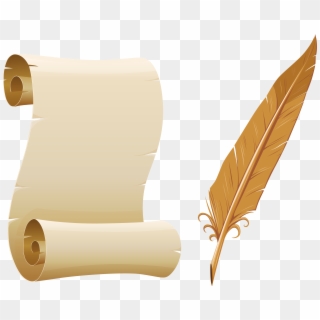 Scrolled Paper And Quill Pen Png Picture - Paper And Quill Transparent, Png Download