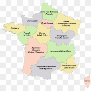Map Regions Of Metropolitan France - 8 Major Regions Of France, HD Png Download