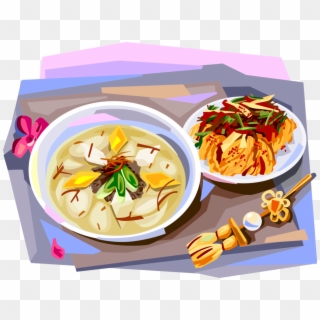 Vector Illustration Of Korean Cuisine Rice-cake Soup - Korea Kimchi Clipart Png, Transparent Png