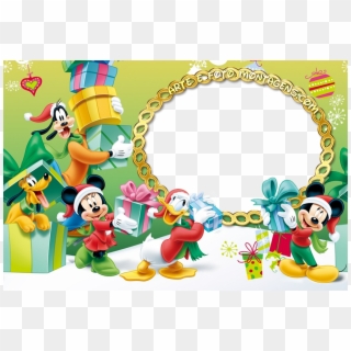 Molduras - Christmas Wallpaper Mickey Mouse, HD Png Download