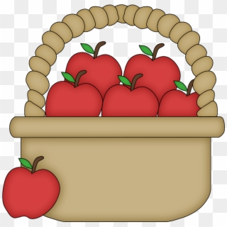 Cesta Branca De Neve Png - Cartoon Basket With Apples, Transparent Png