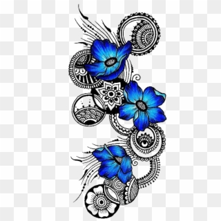 Tattoo Flower Symbol Flowers Scarification Drawing - Blue Flower Tattoo, HD Png Download