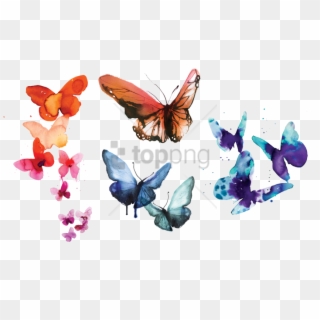 Free Png Tattly Temporary Tattoos, Watercolor Butterflies - Watercolor Butterfly Png, Transparent Png