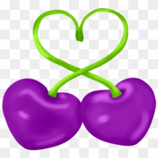 #mq #purple #cherry #fruit - Coração Verde E Roxo, HD Png Download