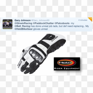 Held Titan Glove And Gary Johnson's Tweet - Motorcycle Protective Clothing, HD Png Download