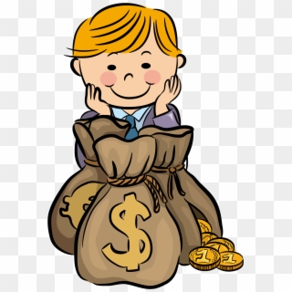 Cartoon Money Bag Png - Boy With Money Cartoon, Transparent Png