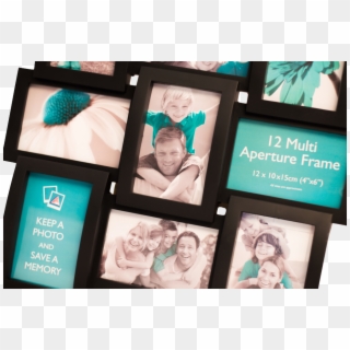 Black Multi Aperture Photo Frame - Young Couple With Children, HD Png Download