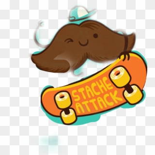 Mostacho Sticker - Skateboarding Cartoon With Mustache, HD Png Download