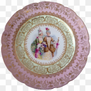 Gfb & Co Porcelain Plate With Painting Of Fashionable - Plate, HD Png Download