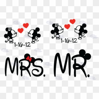 Mr Mrs Little Mickey Minnie Mouse Kiss With Wedding, HD Png Download