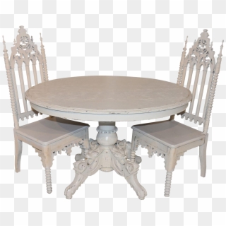 Antique French Dining Table & Two Gothic Chairs, Custom - Coffee Table, HD Png Download