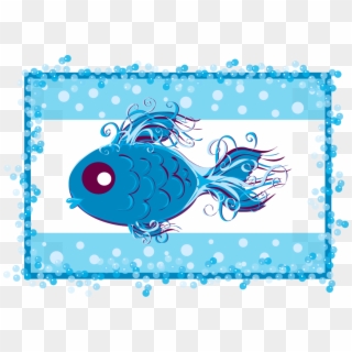 An Illustration Of An Artistic Blue Fish Swimming On, HD Png Download