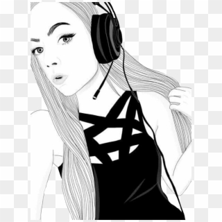 Gamer Tumblr Girl Drawing , Png Download - Girl With Headphones Drawing, Transparent Png