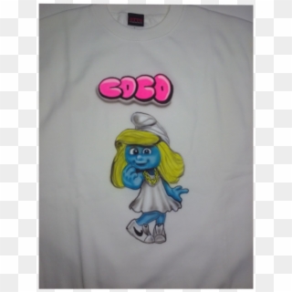Airbrushed Smurfette Design Tshirt Or Hoodie Youth - Cartoon, HD Png Download