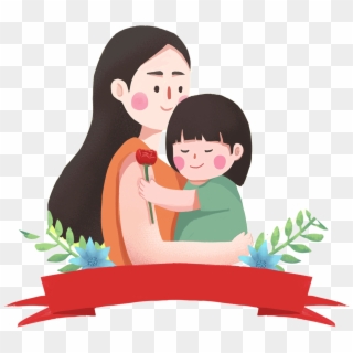 Hand Drawn Cartoon Mother Holding Child Decorative - Mother With Child Transparent, HD Png Download