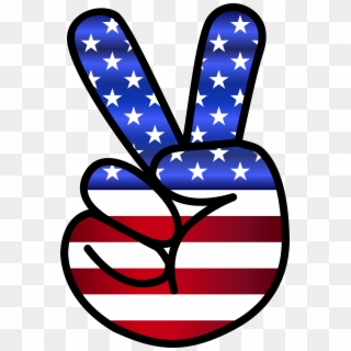 Big Image - American Flag Peace Sign Hand, HD Png Download