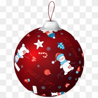 Free Png Red Christmas Ball With Snowman Png - Christmas Red Ball Clip Art, Transparent Png