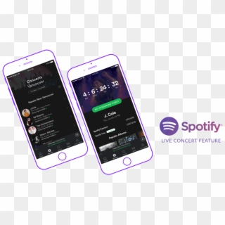 Two Colorful Slanted Iphones With Spotify Interfaces - Spotify, HD Png Download