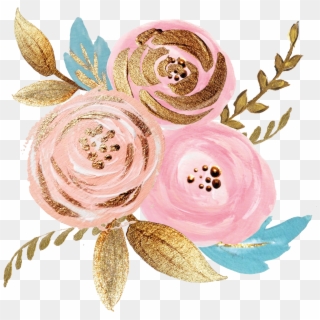Free Png Download Rose Gold Watercolor Floral Png Images - Floral Watercolor Rose Gold, Transparent Png