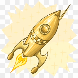 Rocket Clipart Old School - Golden Rocket Clipart, HD Png Download