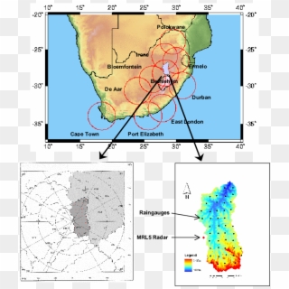 Map Of South Africa Illustrating The Weather Radar - Atlas, HD Png Download