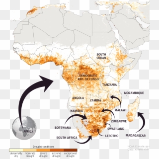 Africa 2016 Drought Map By Noaa Www - Drought Of Africa Map, HD Png Download