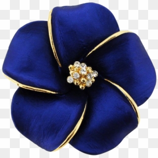 Blue Hawaiian Plumeria Flower Pin Swarovski Crystal - Frangipani, HD Png Download