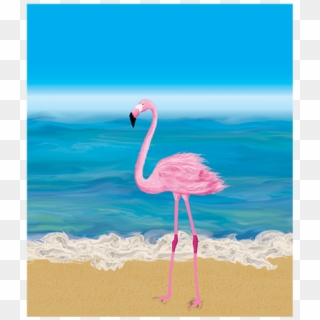 Flamingo On The Beach Print - Flamingo On A Beach, HD Png Download