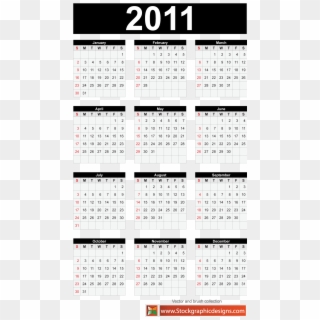 Free Vector 2011 Calendar - 2011, HD Png Download
