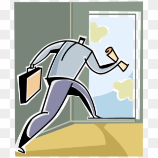 Vector Illustration Of Businessman Walks Through Open - Illustration, HD Png Download