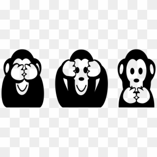 Three Wise Monkeys Cartoon Black And White Animal - Animal Cartoon Cliparts Black And White, HD Png Download