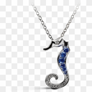 Seahorse Blue With Diamonds Necklace - Ζαφειρι Καρδια Κολιε, HD Png Download