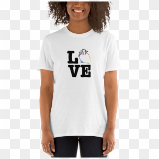 Rainbow Colors Love Centered Short Sleeve T Shirt - Love My Cell Phone, HD Png Download