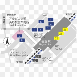 Nagano Map - Nagano Station Bus Stop Map, HD Png Download