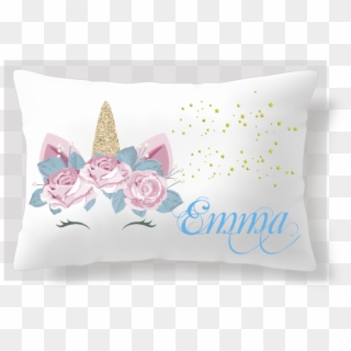 Personalized Blue & Pink Flower Unicorn Pillow - 15 Años, HD Png Download