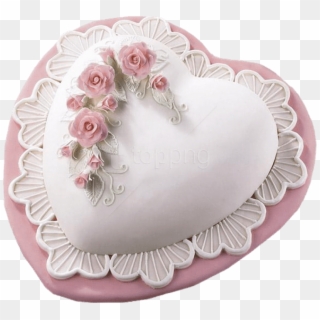 Download Pink Heart Cake With Roses Png Images Background - Heart Cake Hd Png, Transparent Png