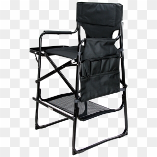 Black Tall Aluminum Director Chair With Table Tray - Folding Chair, HD Png Download