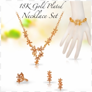 Dakkak Fashion 18k Gold Plated Flower Shape Crystal - Necklace, HD Png Download