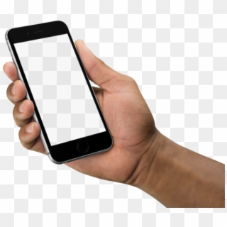 Transparent Finger Iphone - Black Hand Holding Phone Png, Png Download