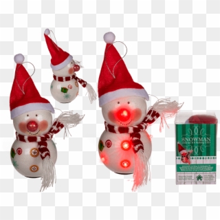 Snowman With Hat & 6 Flashing Led Approx - Christmas Tree, HD Png Download