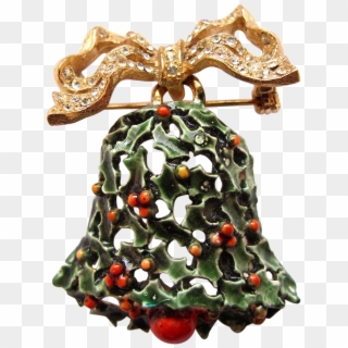 Vintage Har Christmas Holiday Green Enamel Bell And - Christmas Ornament, HD Png Download