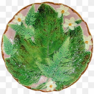 Holdcroft Fern Leaf And Flower Majolica Plate, Circa - Ceramic, HD Png Download