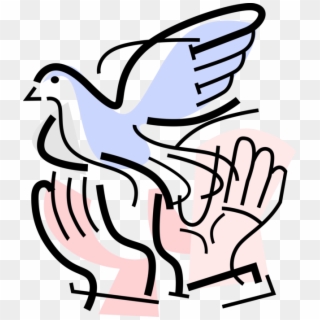 Vector Illustration Of Hands Release Symbolic Dove, HD Png Download