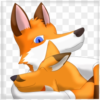 2 Adorable Foxes Hugging - Cartoon, HD Png Download