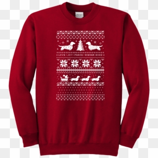 Dachshunds Christmas Sweater Pattern T-shirt - Durr Burger T Shirt, HD Png Download
