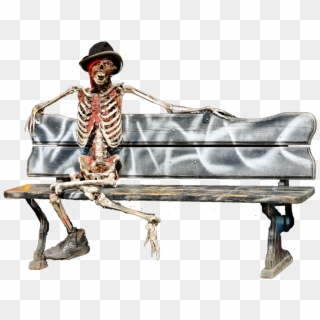 #halloween #skeleton #bench #scary - Sitting, HD Png Download